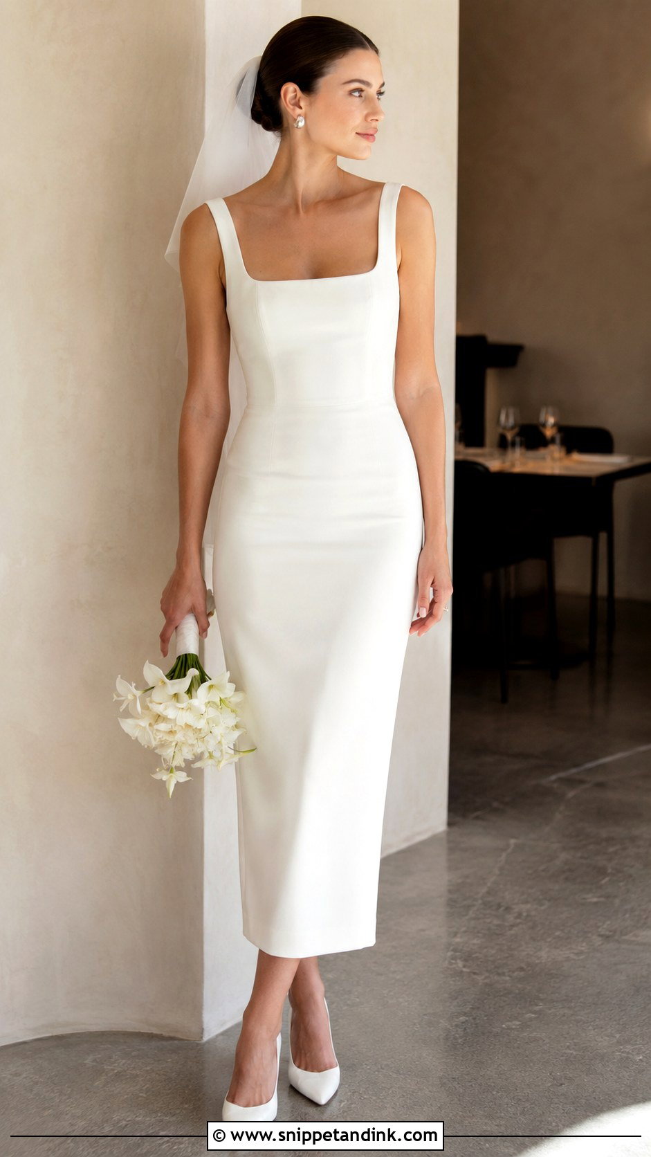 Minimalist Midi Wedding Dress - Snippet and Ink - 25 Midi Wedding Dress Tea Length Ideas