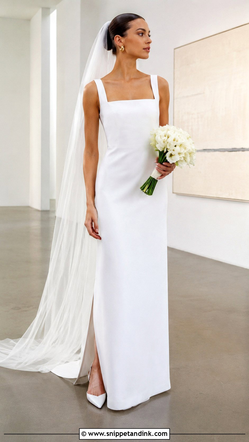 Minimalist Mikado Column Gown - Snippet and Ink - 20 Mikado Wedding Gown Ideas