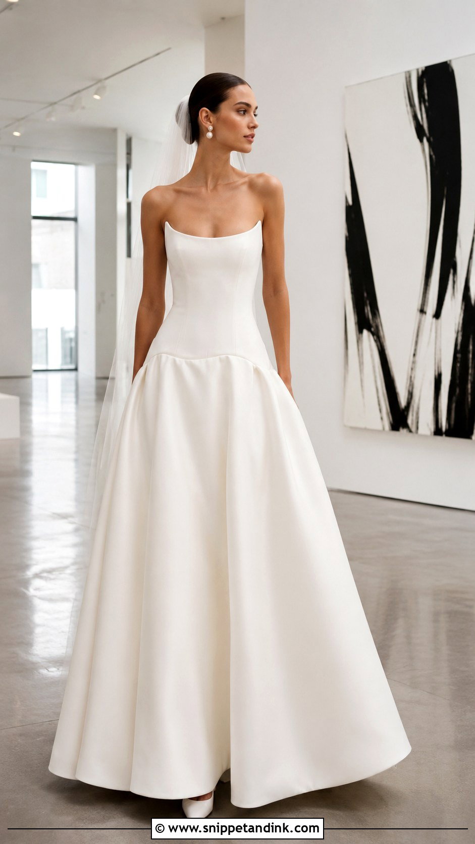 Minimalist Mikado Drop Waist Wedding Dress - Snippet and Ink - 20 Drop Waste Wedding Dress Ideas