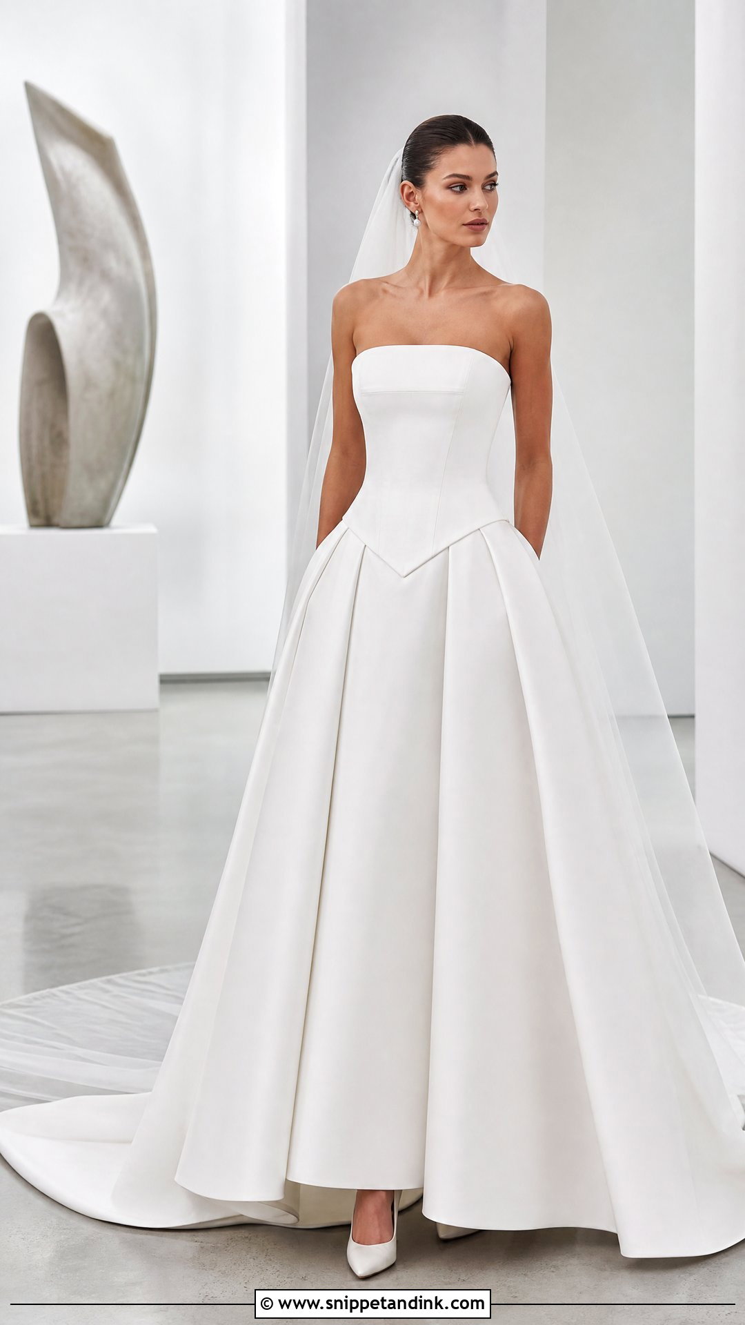 Minimalist Mikado V Drop Waist Wedding Dress - Snippet and Ink - 20 V Drop Waist Wedding Dress Ideas