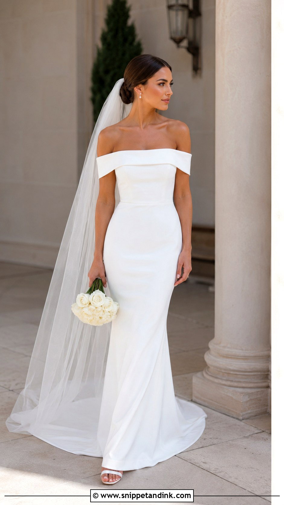 Minimalist Off Shoulder Wedding Dress - Snippet and Ink - 25 Minimalist Wedding Dress Ideas