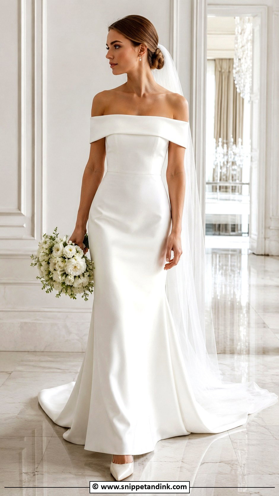 Minimalist Off Shoulder Wedding Dress - Snippet and Ink - 30 Minimalist Wedding Dresses