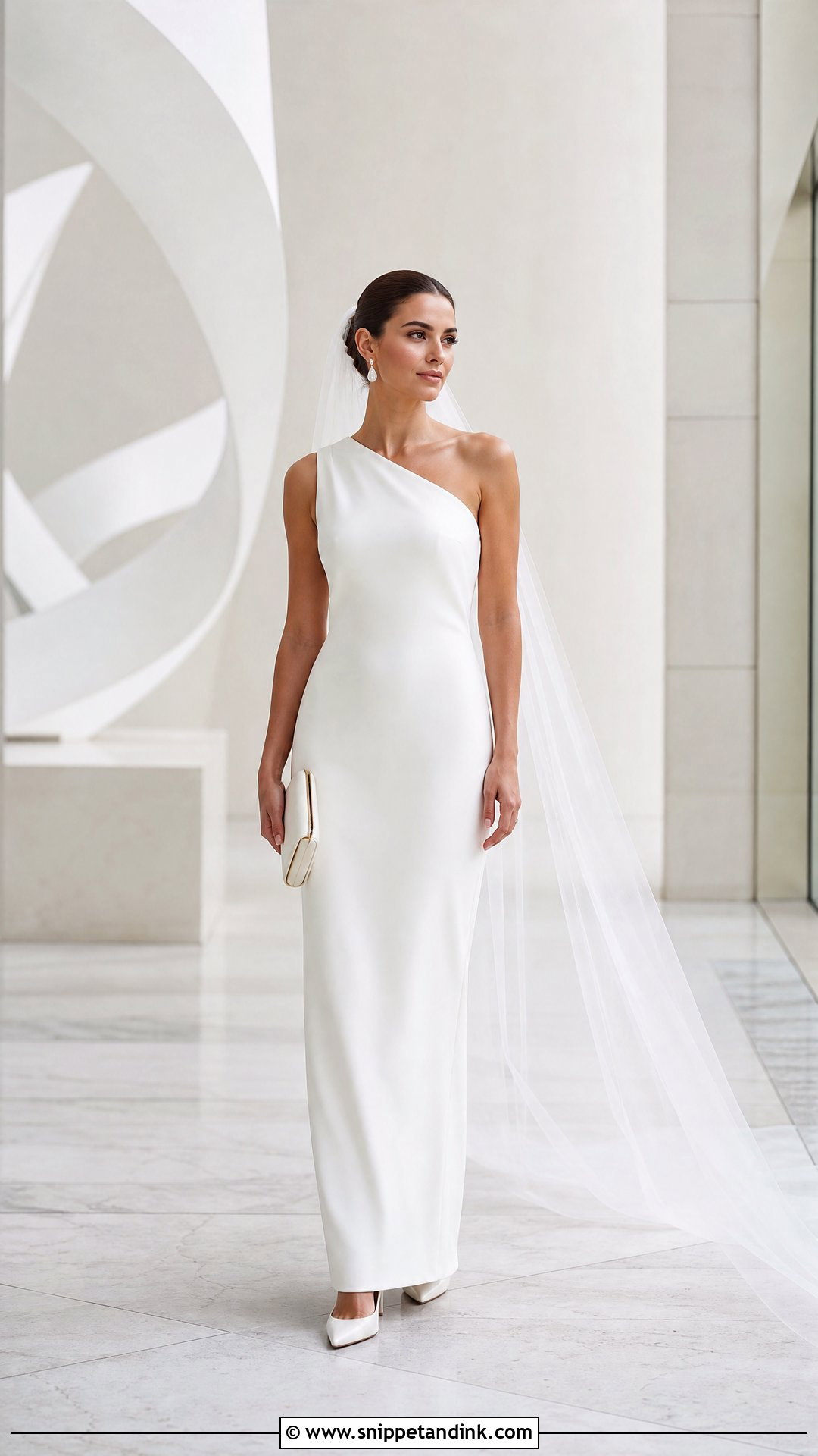 Minimalist One Shoulder Column Wedding Dress - Snippet and Ink - 20 One Shoulder Wedding Dresses