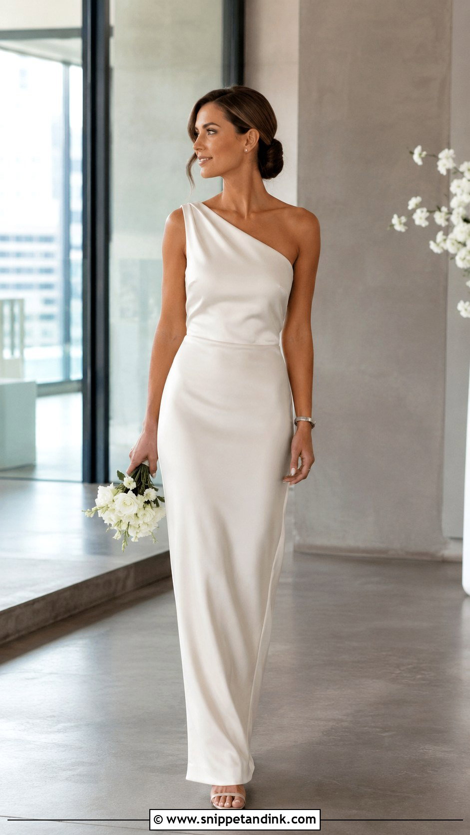 Minimalist One Shoulder Wedding Dress - Snippet and Ink - 25 Minimalist Wedding Dress Ideas