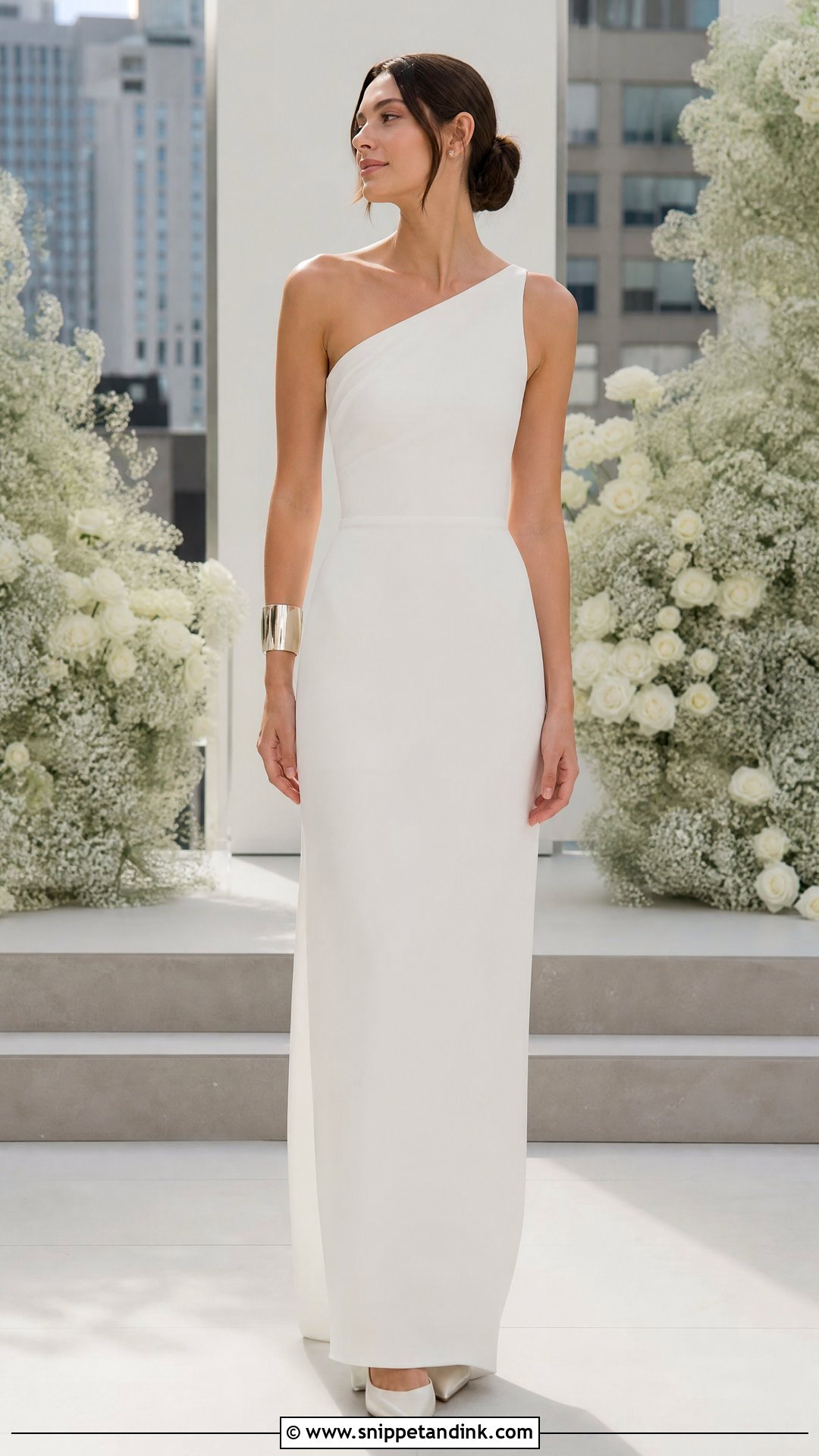 Minimalist One Shoulder Wedding Dress - Snippet and Ink - 20 Minimalist Bride Dress Ideas
