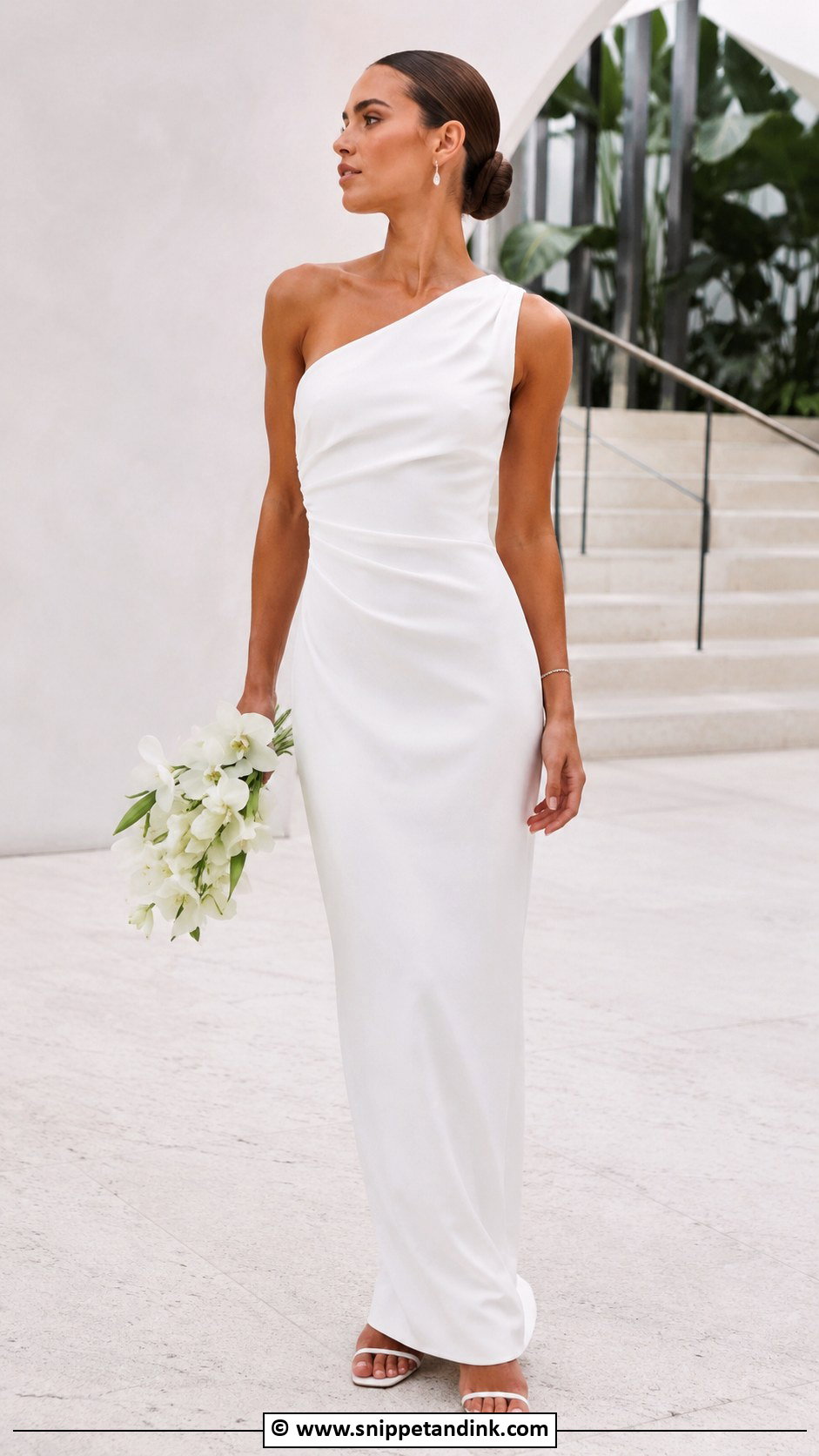 Minimalist One Shoulder Wedding Dress - Snippet and Ink - 30 Minimalist Wedding Dresses