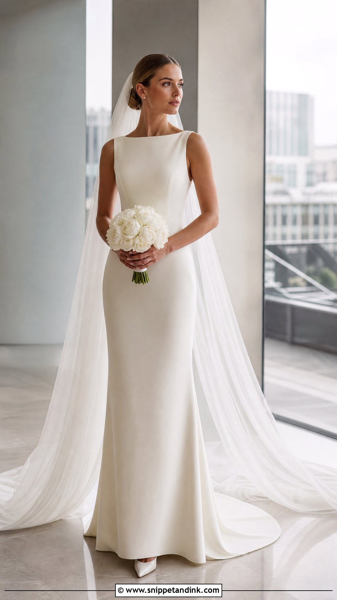 Minimalist Polish Wedding Dress With Cathedral Veil - Snippet and Ink - 20 Polish Wedding Dress Ideas