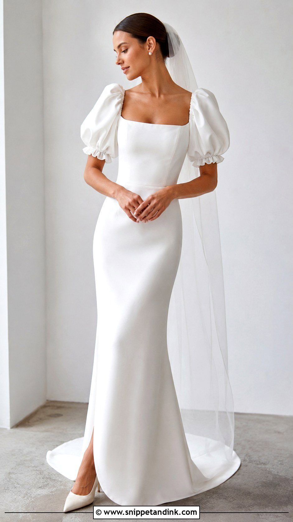 Minimalist Puffy Sleeve Wedding Dress - Snippet and Ink - 25 Wedding Dress Puffy Sleeves