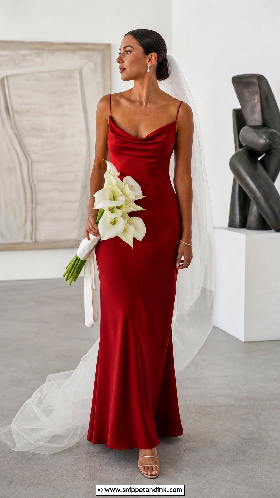 Minimalist Red Slip Bridal Gown - Snippet and Ink - 20 Red Bridal Dress Gowns