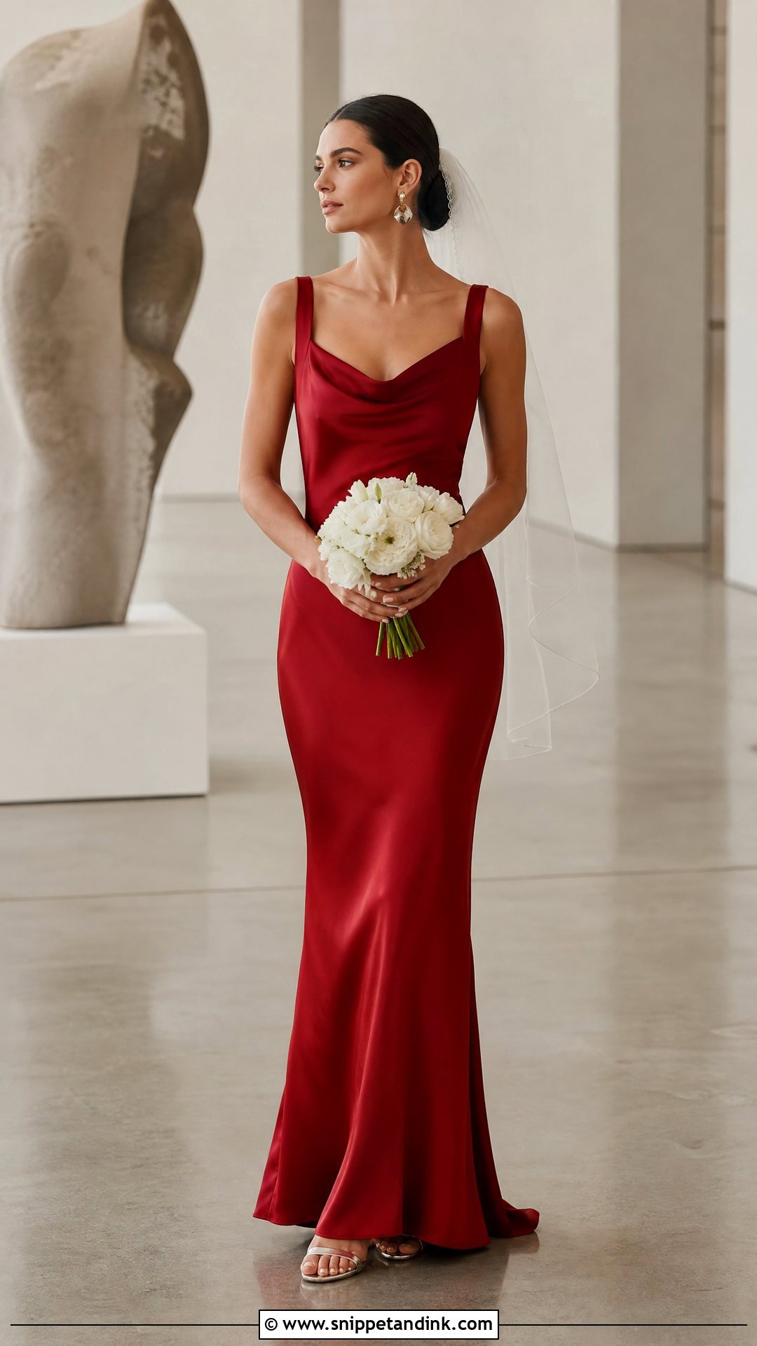 Minimalist Red Slip Wedding Gown - Snippet and Ink - 20 Red Wedding Gown Ideas