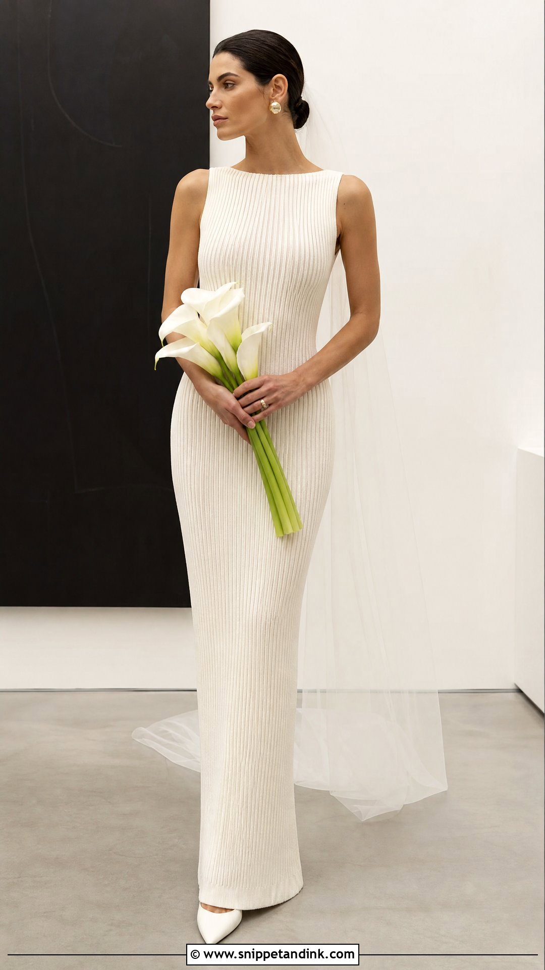 Minimalist Ribbed Knitted Wedding Dress - Snippet and Ink - 25 Knitted Wedding Dress Ideas