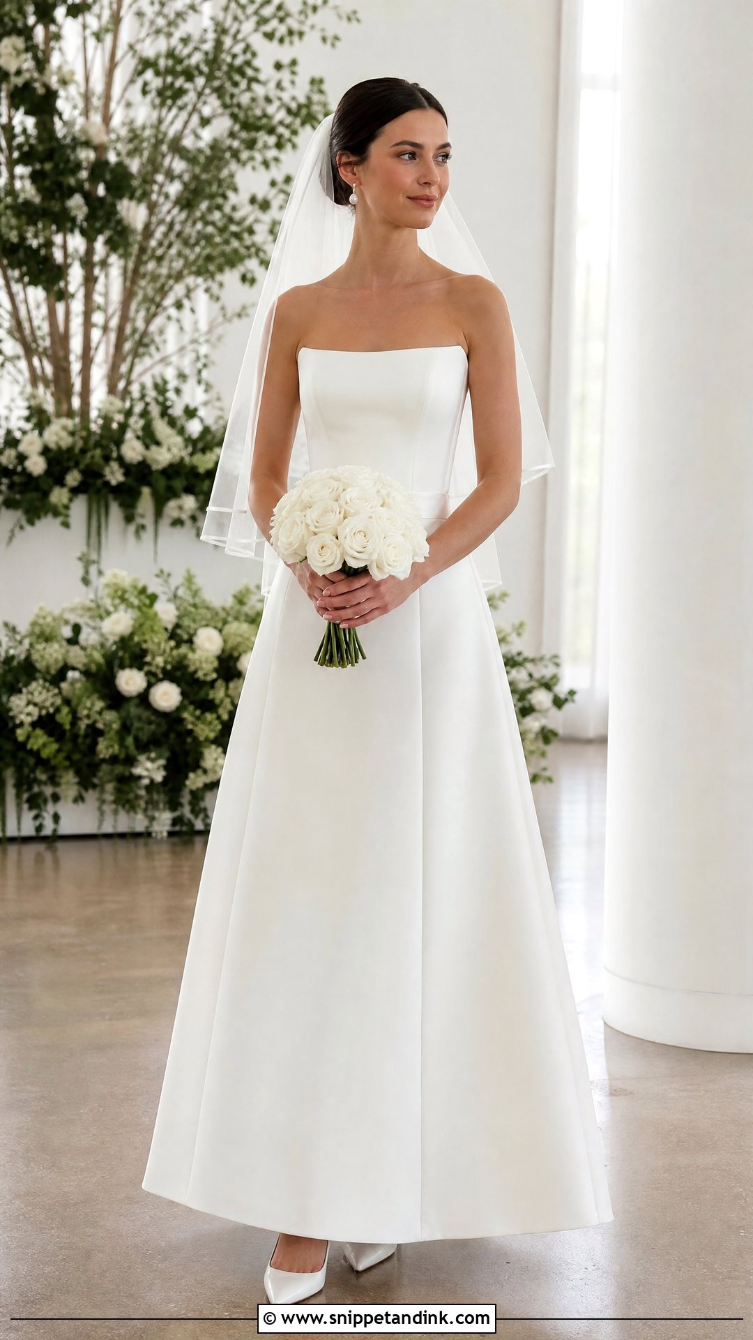 Minimalist Satin A Line Wedding Dress - Snippet and Ink - 20 Wedding Dress Without Train Ideas