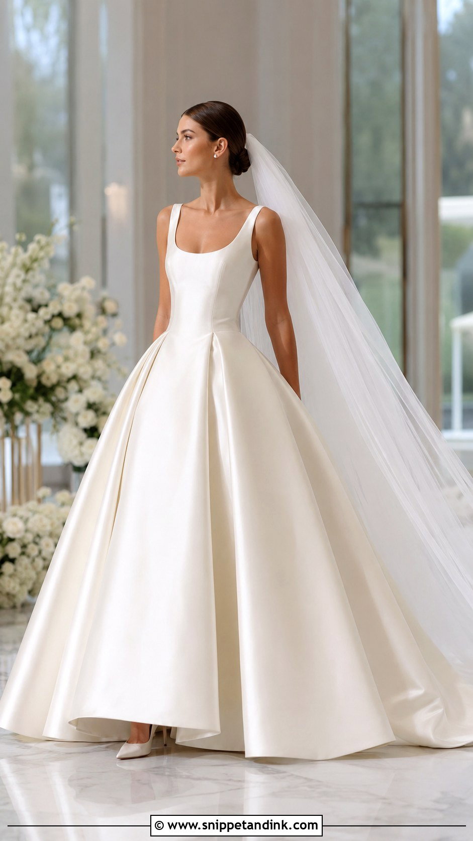 Minimalist Satin Ball Gown Wedding Dress - Snippet and Ink - 20 Korean Style Wedding Dresses