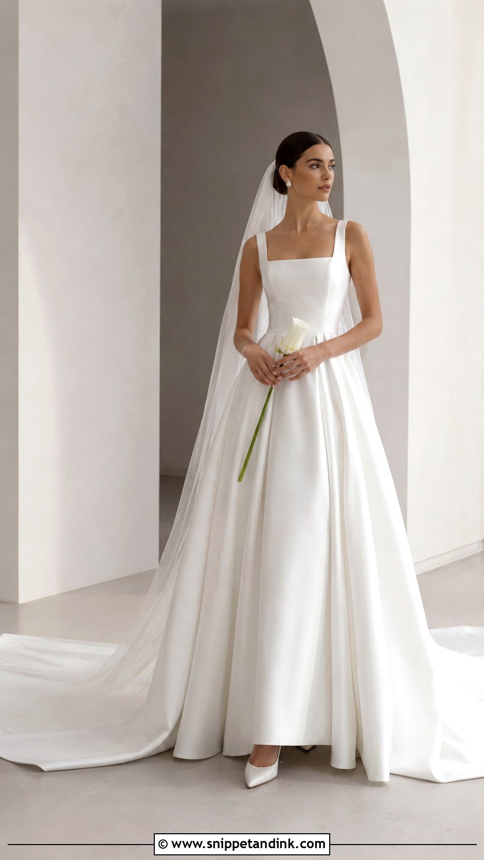 Minimalist Satin Ball Gown Wedding Dress With Long Train - Snippet and Ink - 20 Big Wedding Dresses Ball Gown Long Train