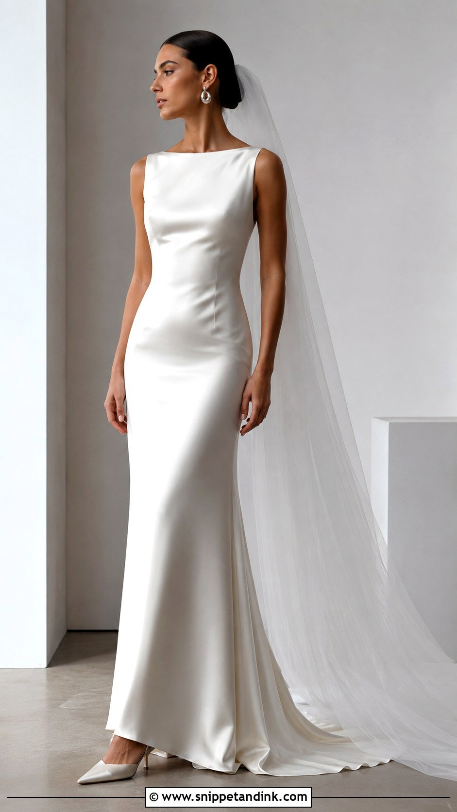 Minimalist Satin Column Bride Outfit - Snippet and Ink - 20 2024 Bride Ideas