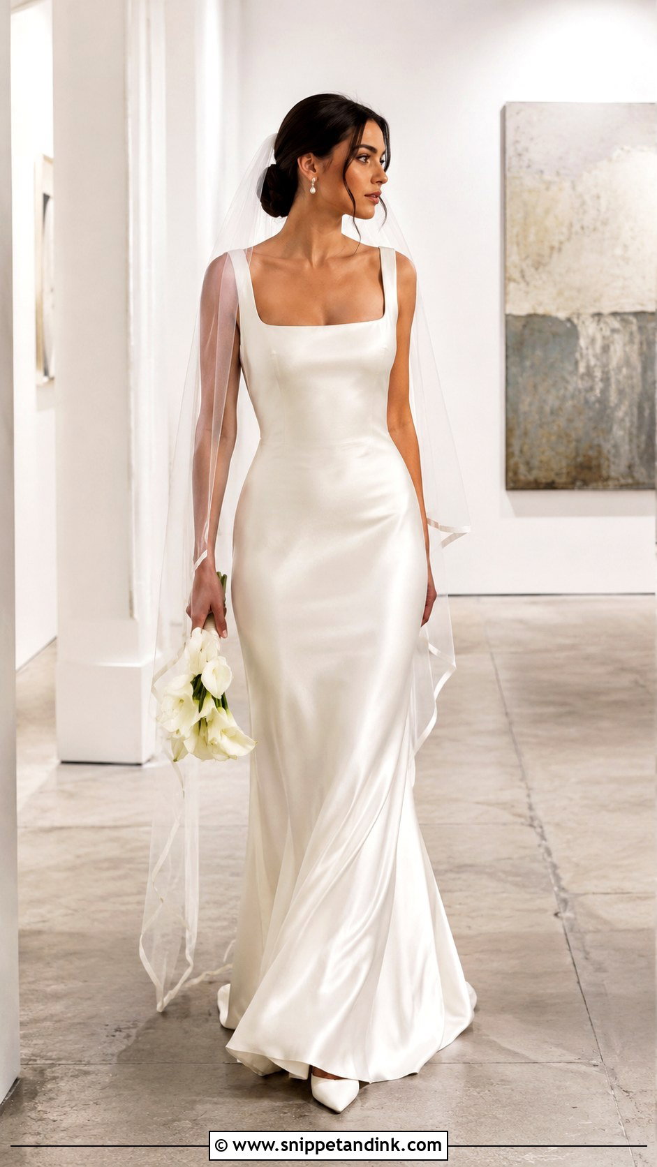 Minimalist Satin Column Wedding Dress - Snippet and Ink - 20 Modern Bride Dress Ideas