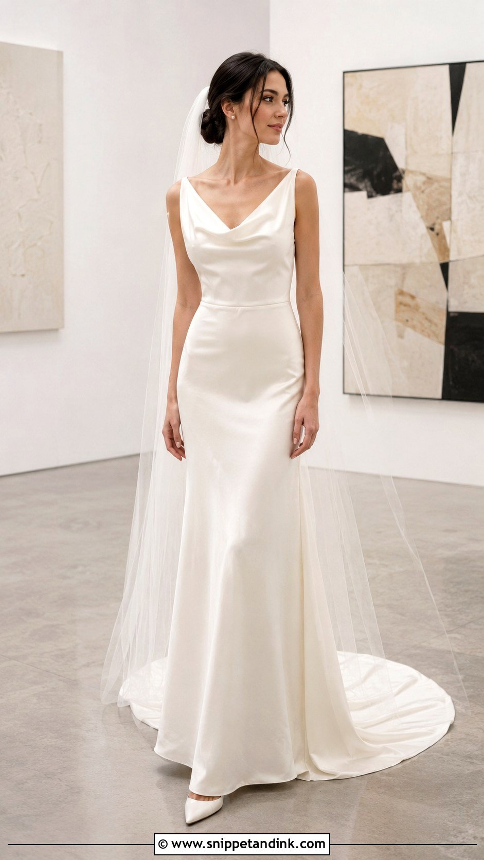 Minimalist Satin Column Wedding Dress - Snippet and Ink - 20 Modern Chic Wedding Dress Ideas