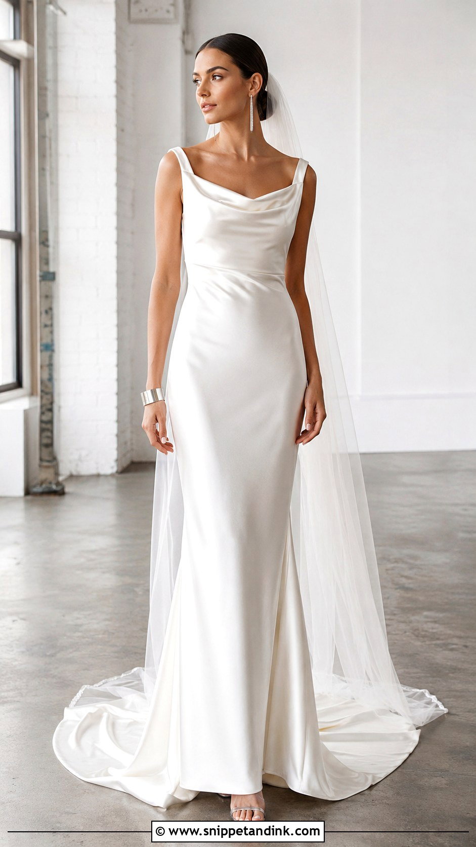 Minimalist Satin Column Wedding Dress - Snippet and Ink - 20 2000s Wedding Dresses