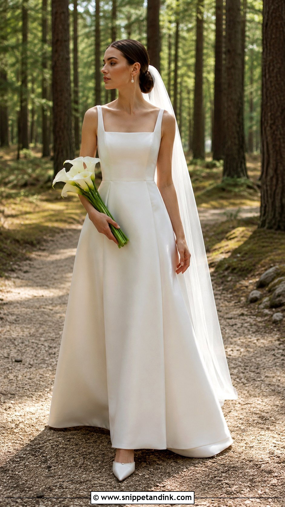 Minimalist Satin Forest Wedding Dress - Snippet and Ink - 20 Forest Wedding Aesthetic Wedding Dress Ideas