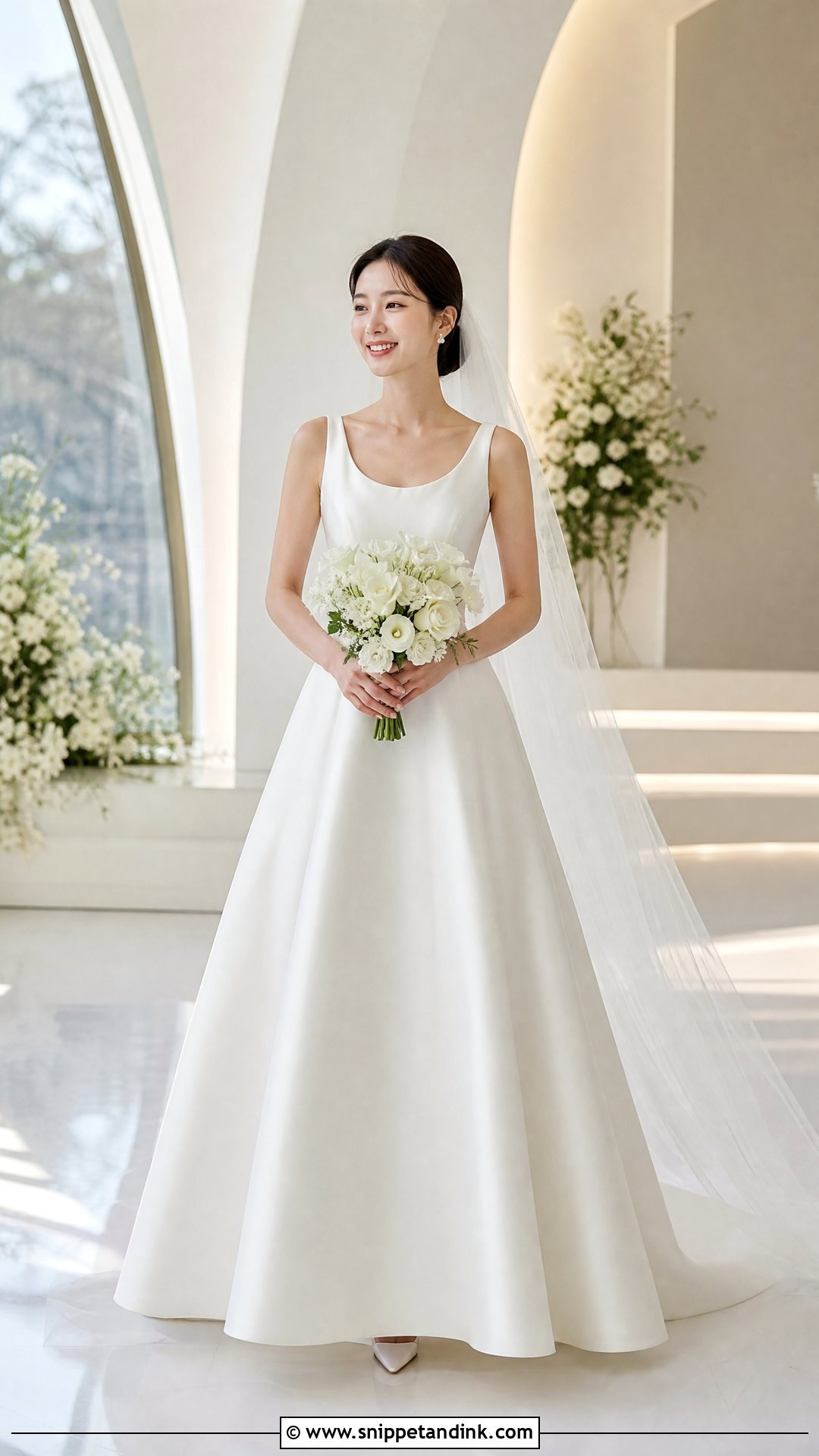 Minimalist Satin Korean Wedding Dress - Snippet and Ink - 25 Elegant Korean Wedding Dress Ideas
