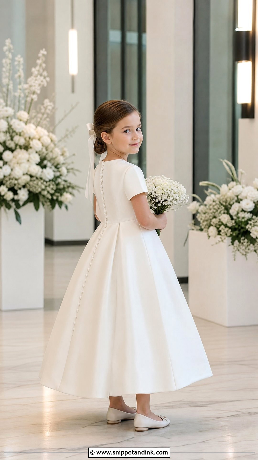 Minimalist Satin Little Bride Gown - Snippet and Ink - 25 Little Bride Gown Styles for Kids
