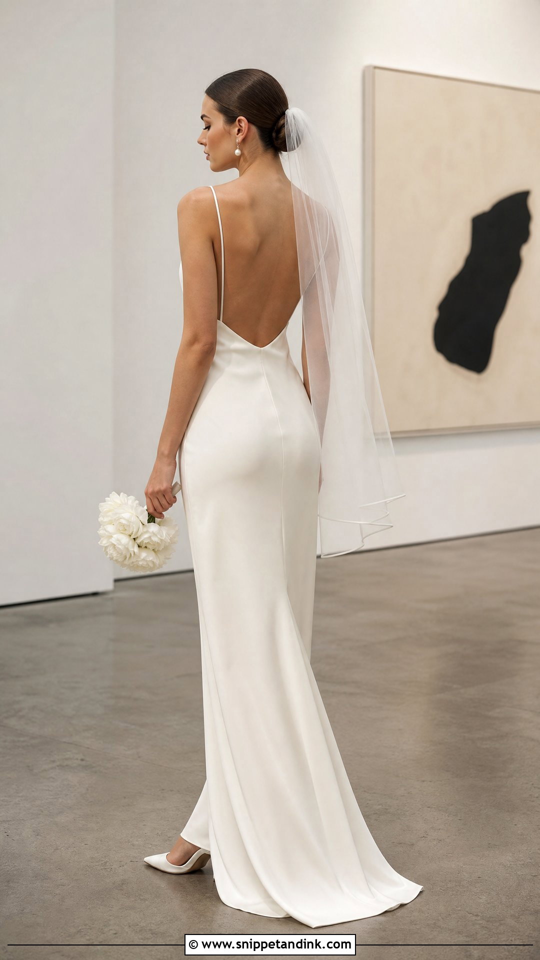Minimalist Satin Open Back Wedding Dress - Snippet and Ink - 20 Open Wedding Dress Ideas