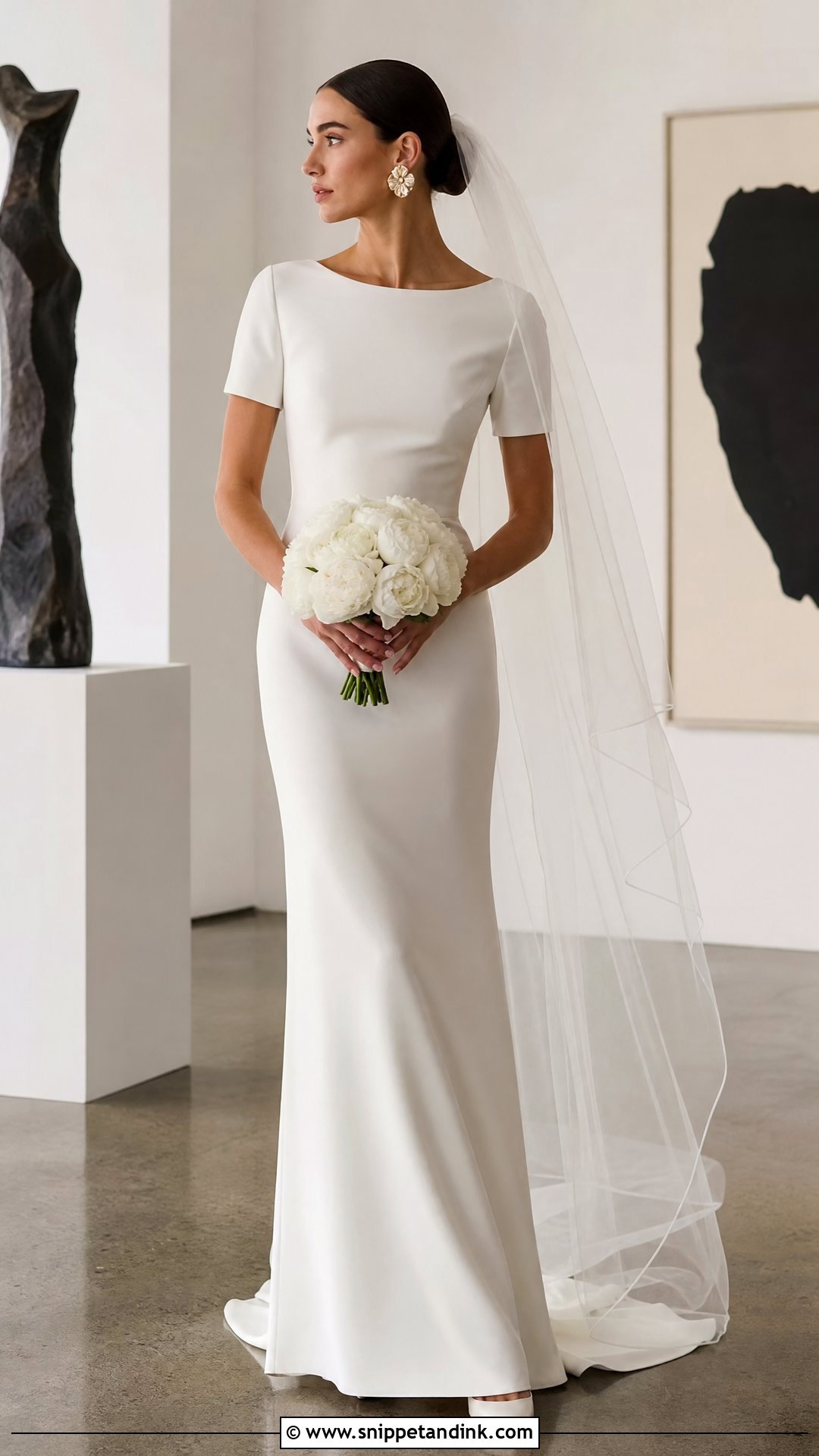 Minimalist Satin Short Sleeve Wedding Dress - Snippet and Ink - 20 Wedding Dresses with Short Sleeves