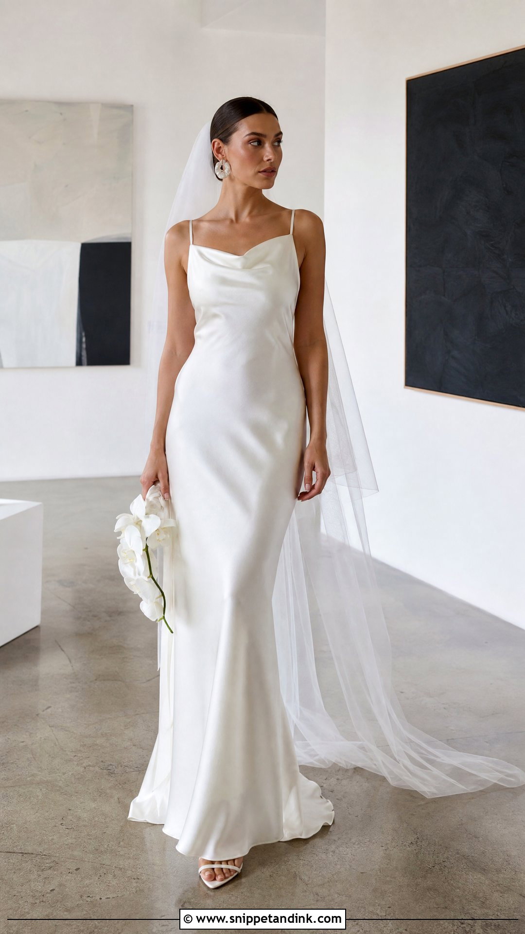 Minimalist Satin Slip Dress Bride Look - Snippet and Ink - 20 Perfect Bride Ideas