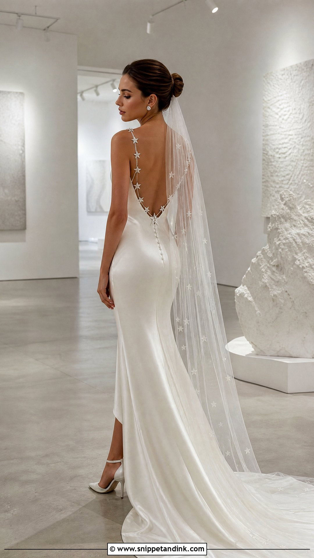 Minimalist Satin Starry Wedding Dress - Snippet and Ink - 20 Starry Wedding Dress Ideas