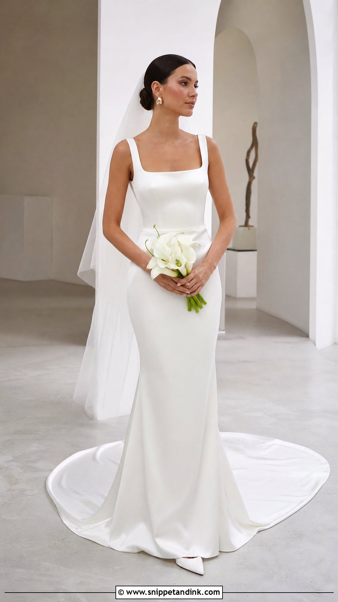 Minimalist Satin Train Wedding Dress - Snippet and Ink - 25 Bridal Train Ideas