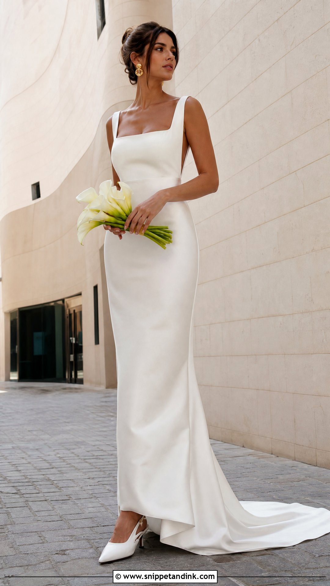 Minimalist Satin Wedding Dress For Barcelona - Snippet and Ink - 20 Spain Wedding Dress Ideas