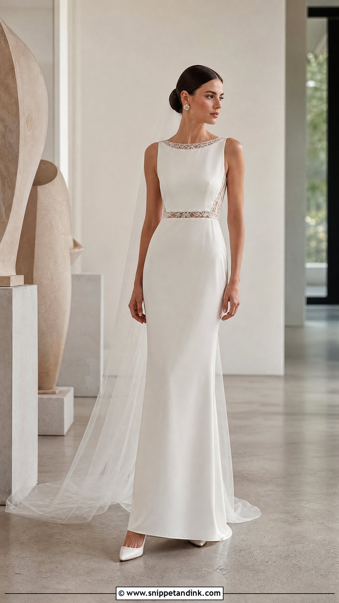 Minimalist Satin Wedding Dress With Lace Insets - Snippet and Ink - 20 Satin and Lace Wedding Dresses