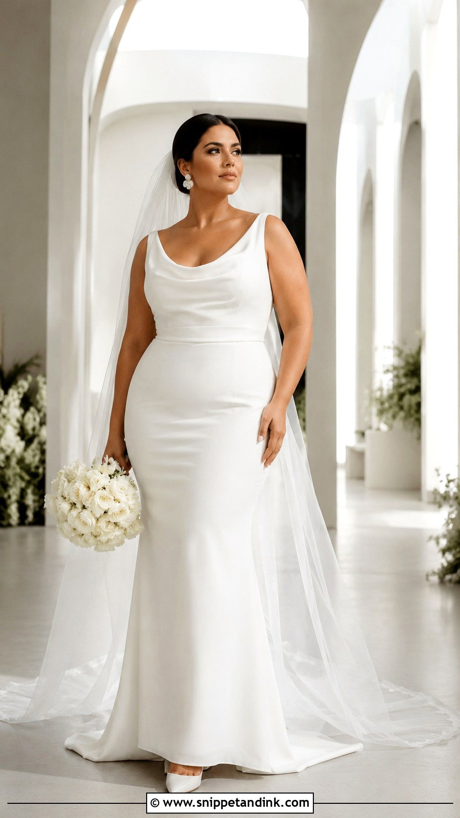 Minimalist Sheath Wedding Dress - Snippet and Ink - 20 Wedding Dresses for Curvy Women