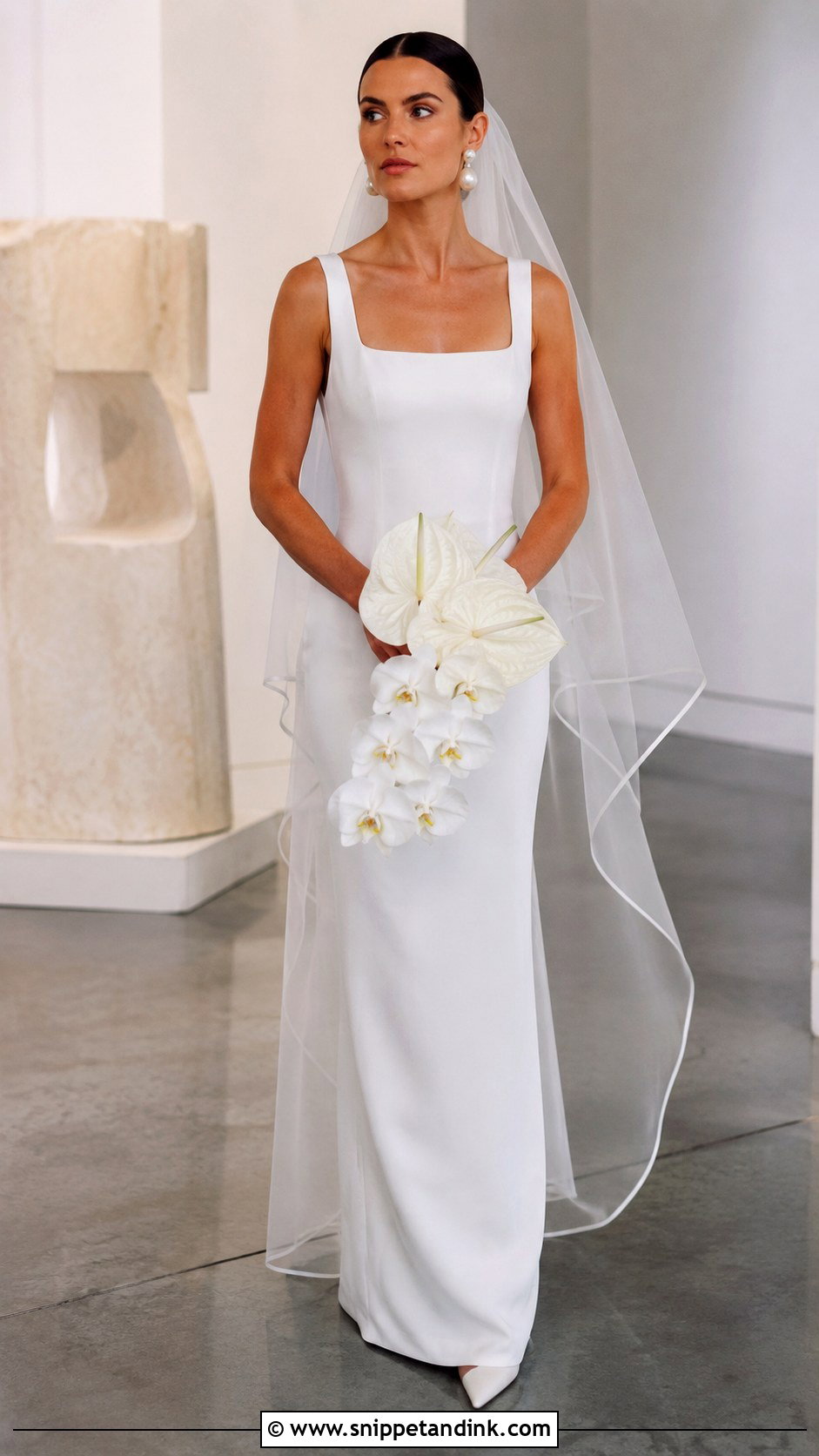 Minimalist Sheath Wedding Gown - Snippet and Ink - 20 Brides Gown Ideas