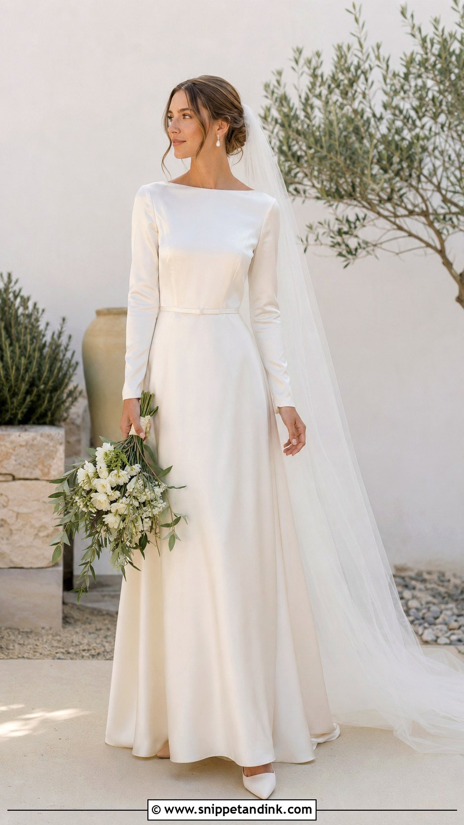 Minimalist Silk Boho Modest Wedding Dress - Snippet and Ink - 20 Boho Modest Wedding Dress Ideas