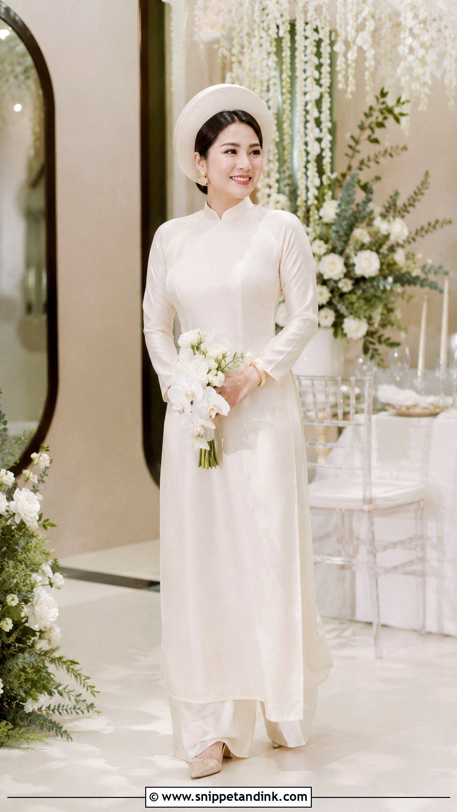 Minimalist Silk Bridal Ao Dai - Snippet and Ink - 20 Vietnamese Wedding Ao Dai Ideas