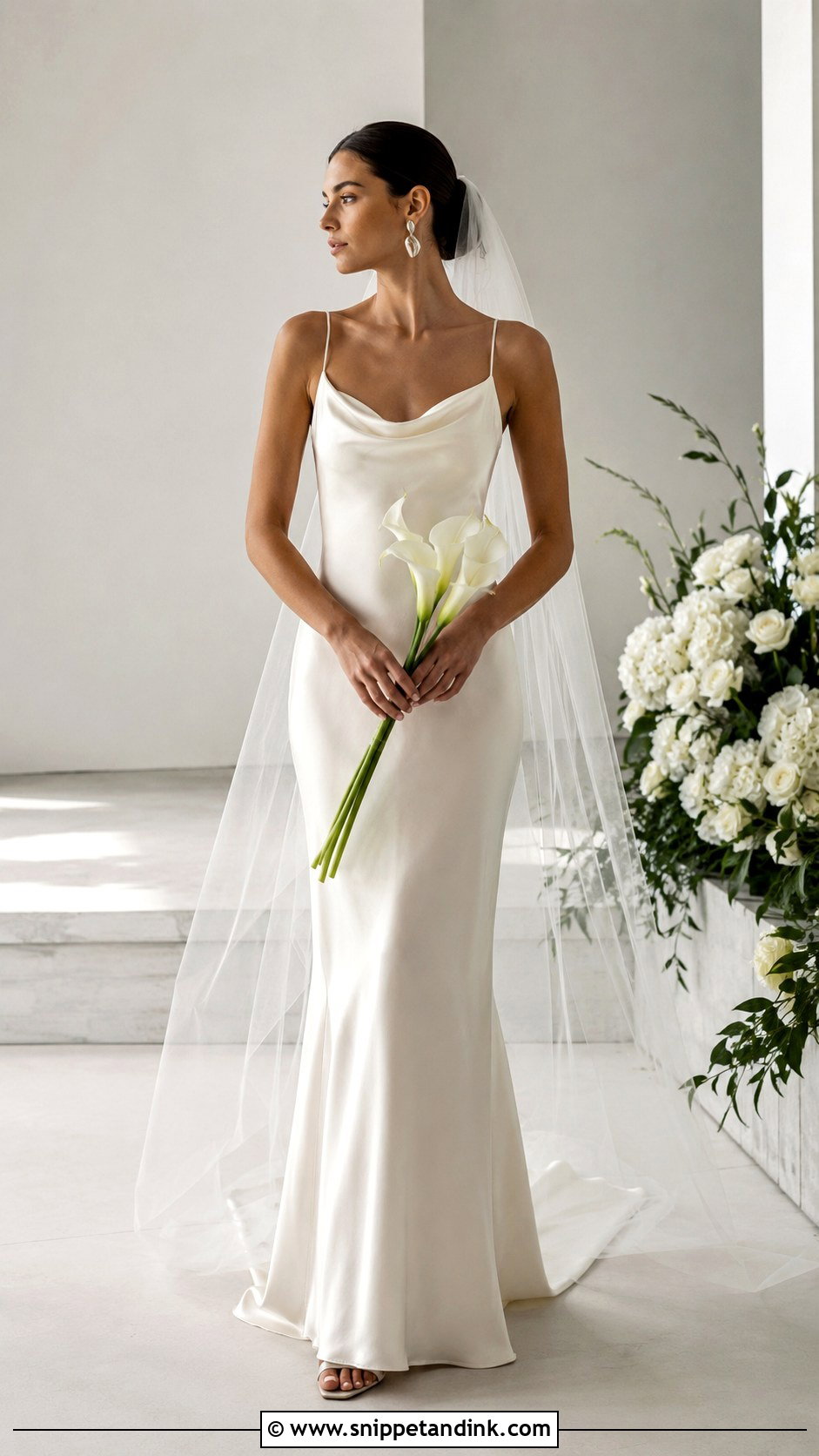 Minimalist Silk Column Bridal Gown - Snippet and Ink - 20 2025 Bridal Gowns
