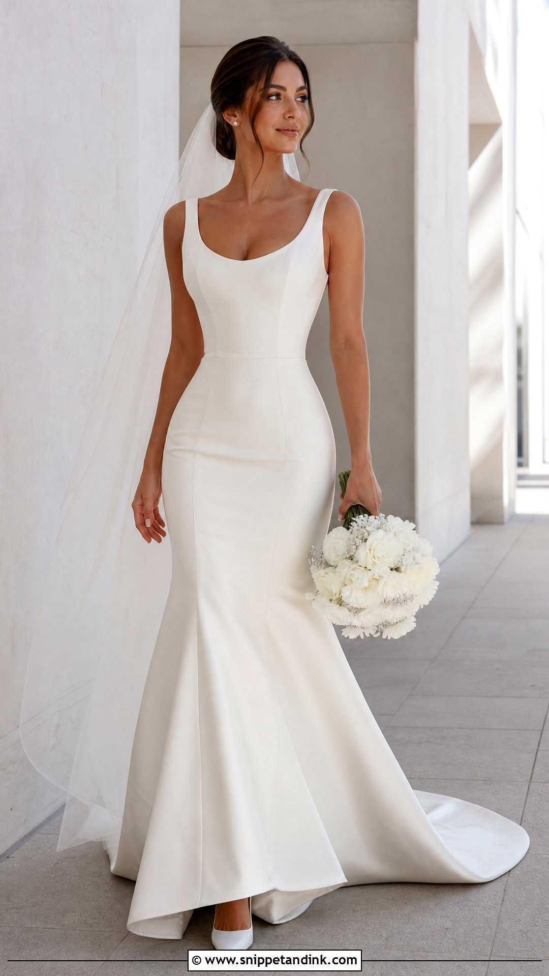 Minimalist Silk Fit And Flare Wedding Dress - Snippet and Ink - 20 Wedding Dresses for Hourglass Shape