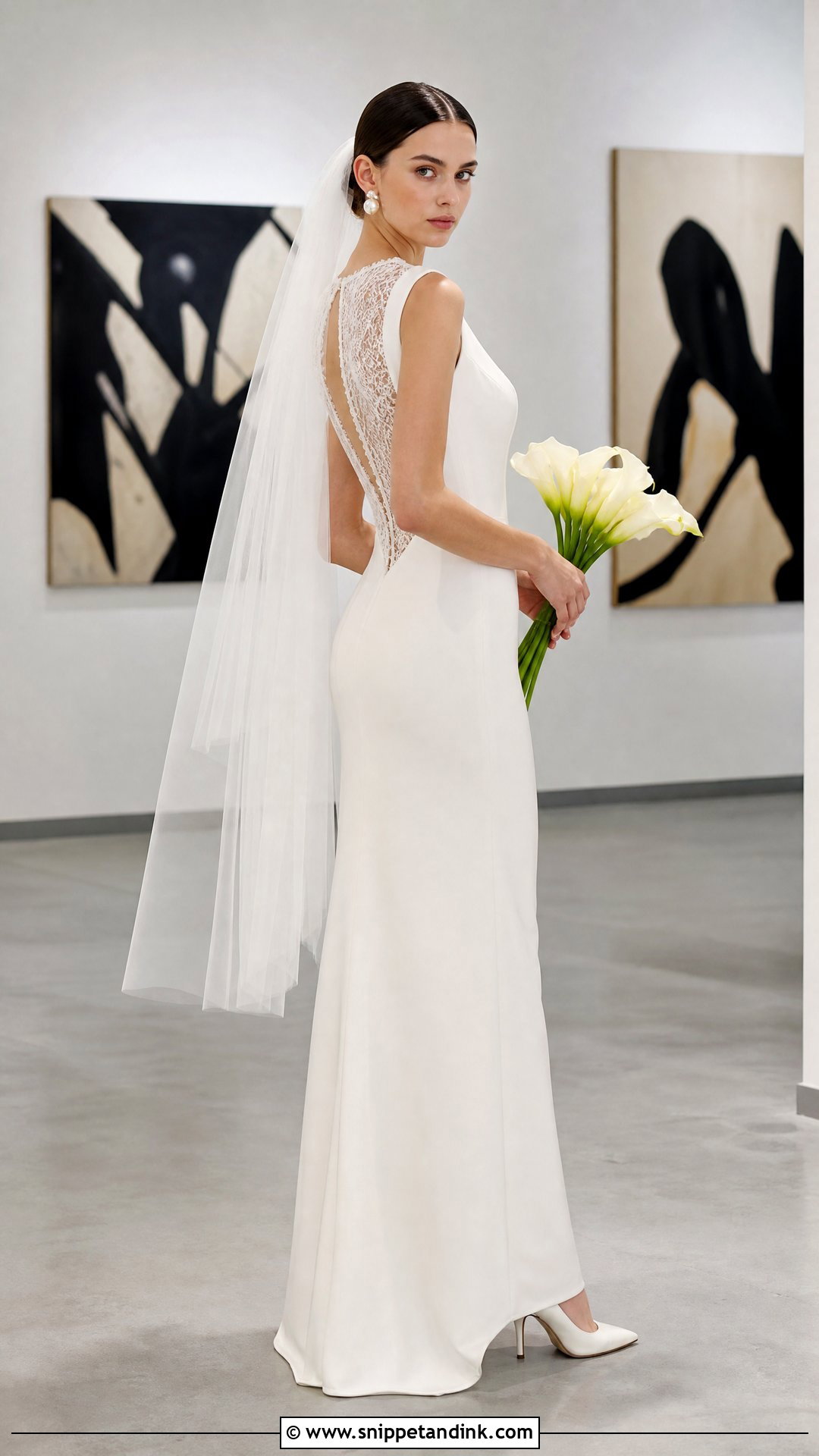 Minimalist Silk Lace Column Wedding Dress - Snippet and Ink - 20 Silk Lace Wedding Dress Ideas
