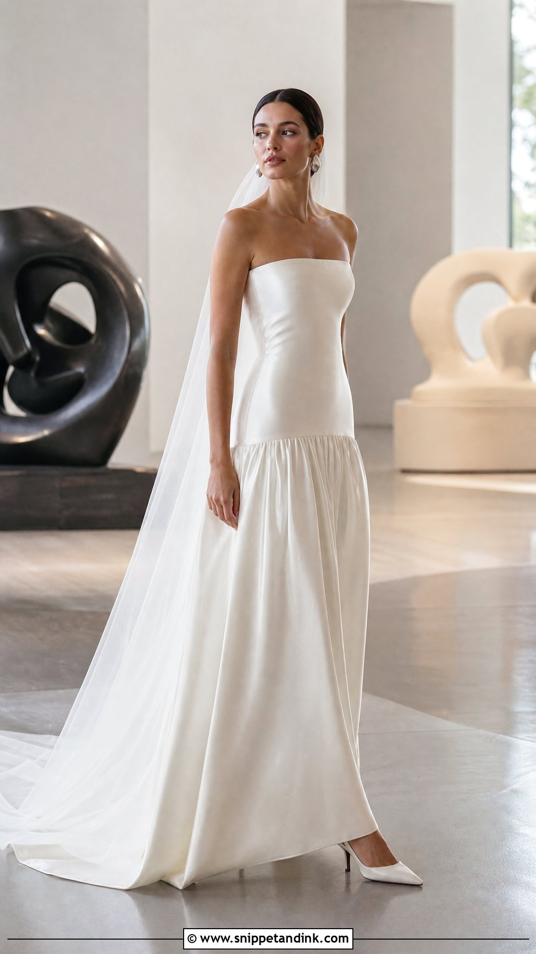Minimalist Silk Satin Drop Waist Wedding Dress - Snippet and Ink - 20 Silk Drop Waist Wedding Dress Ideas