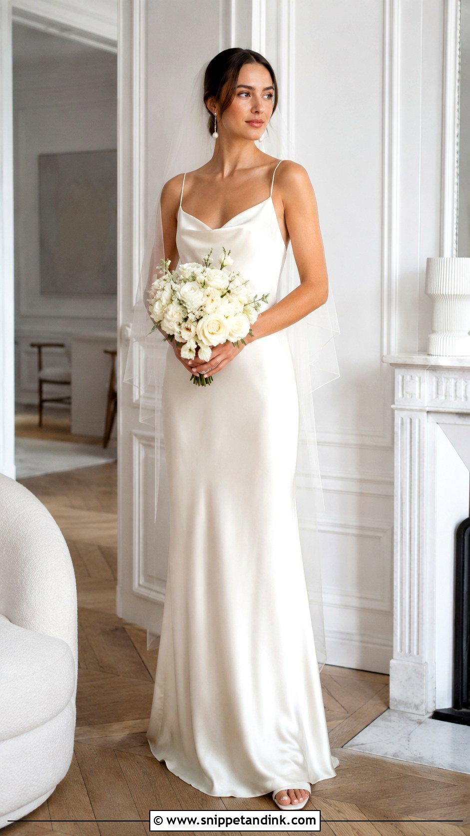 Minimalist Silk Slip French Wedding Dress - Snippet and Ink - 20 French Wedding Dresses