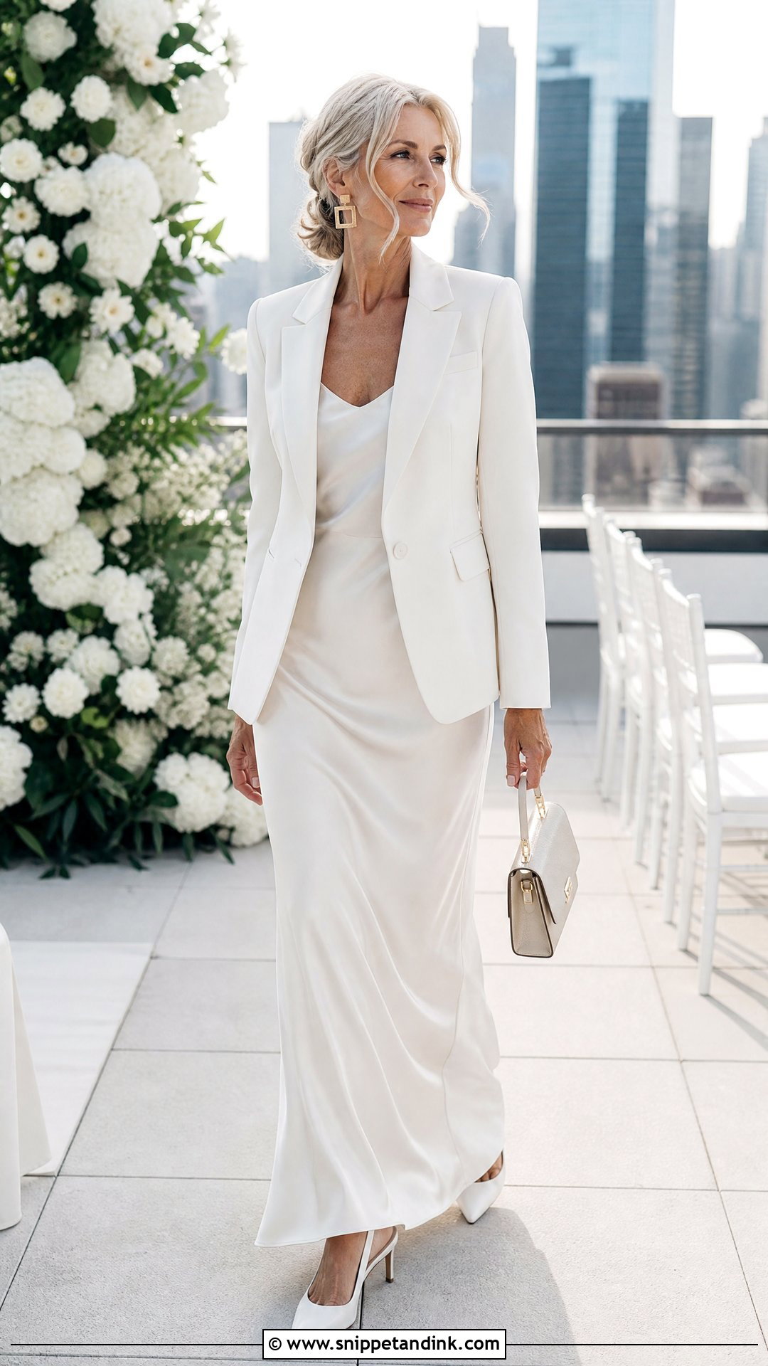 Minimalist Slip Wedding Dress With Blazer - Snippet and Ink - 20 Wedding Dress for 50 Year Old Bride Ideas