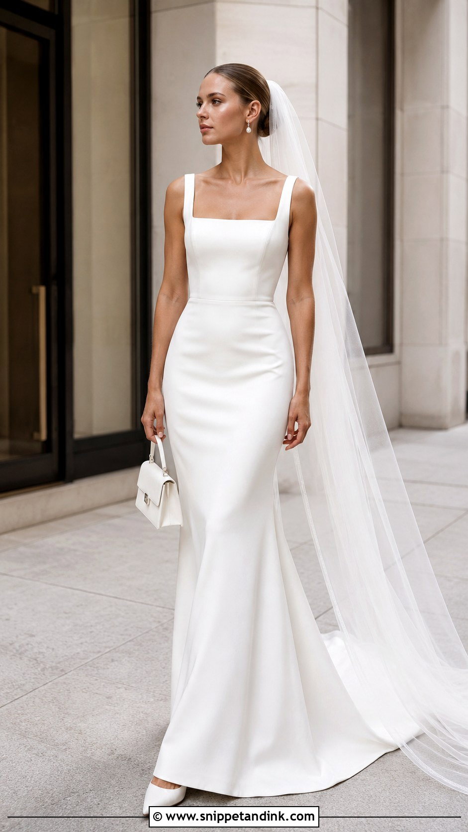 Minimalist Square Neck Wedding Dress - Snippet and Ink - 20 I Said Yes to the Dress Ideas