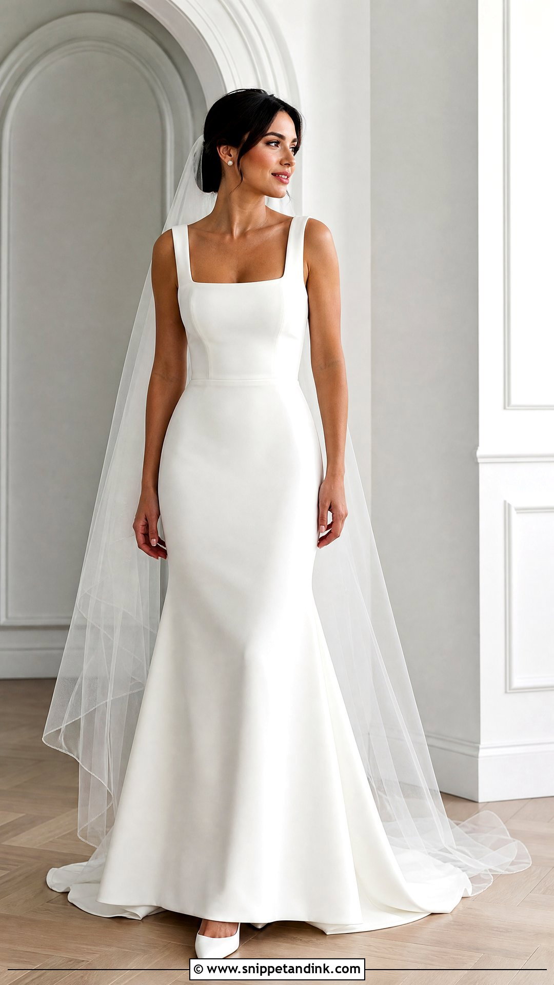 Minimalist Square Neck Wedding Dress - Snippet and Ink - 20 Minimalist Bride Dress Ideas