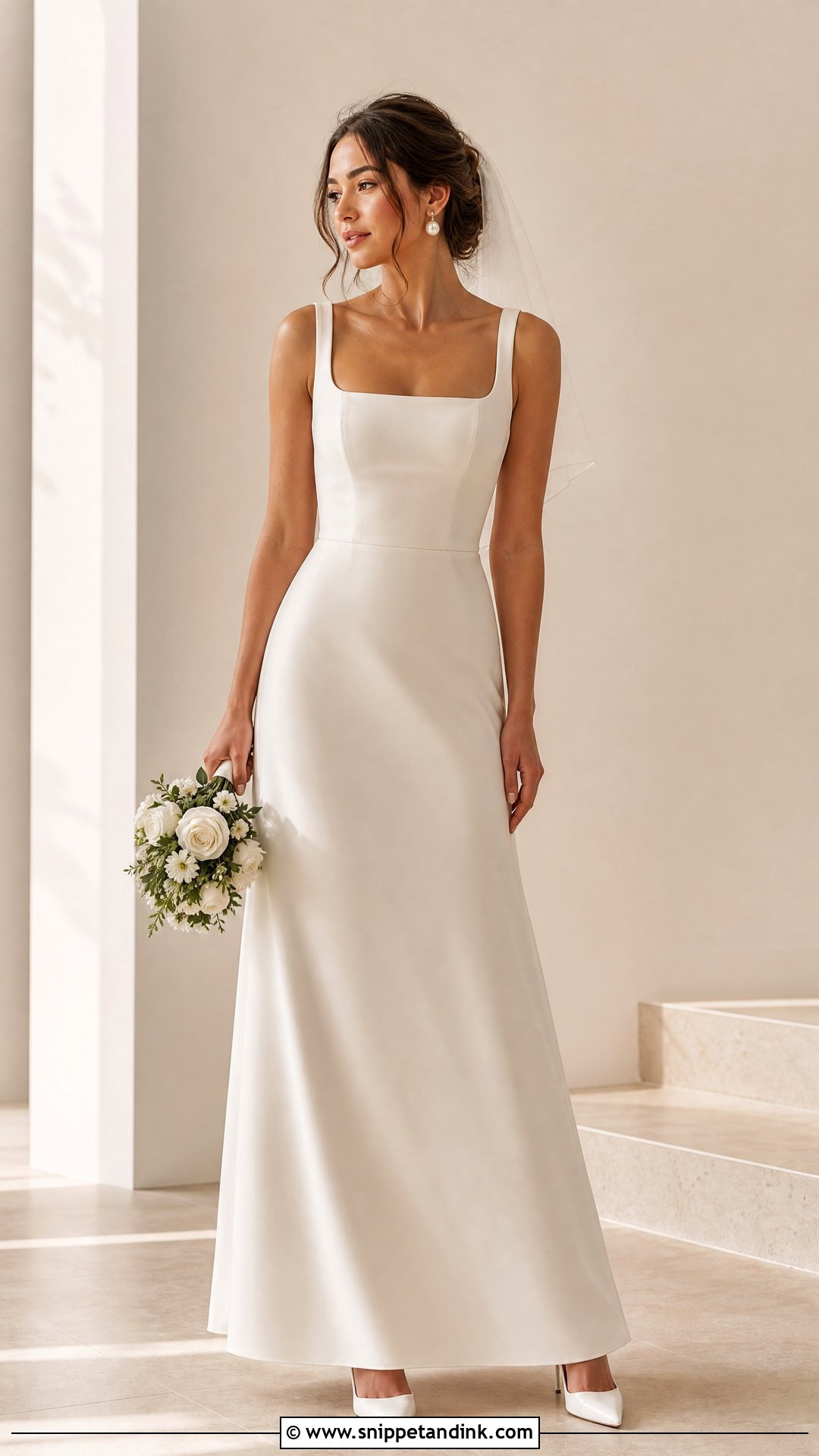 Minimalist Square Neck Wedding Dress - Snippet and Ink - 25 Minimalistic Wedding Dress Ideas