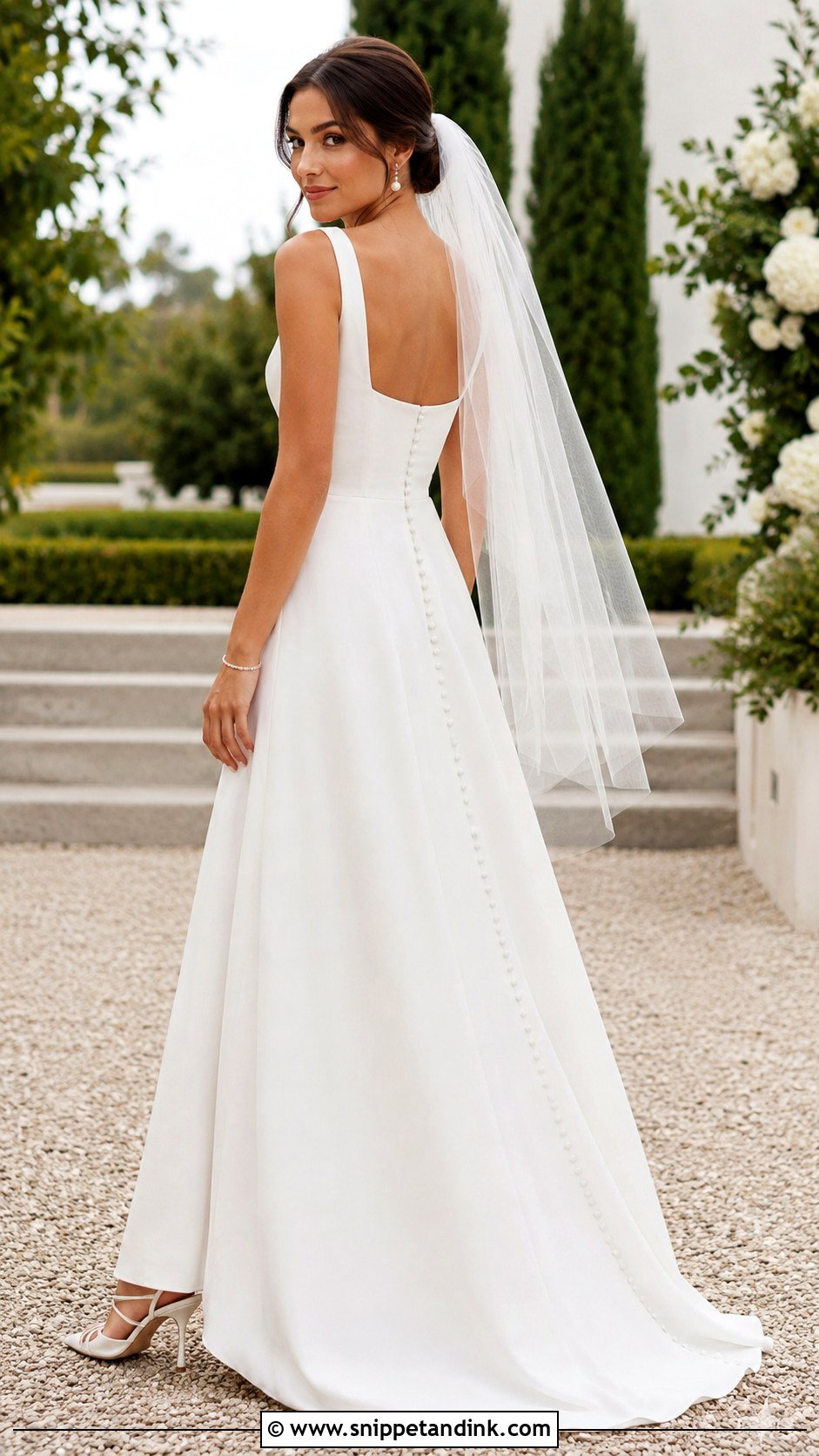 Minimalist Square Neck Wedding Dress - Snippet and Ink - 20 Lightweight Wedding Dress Ideas