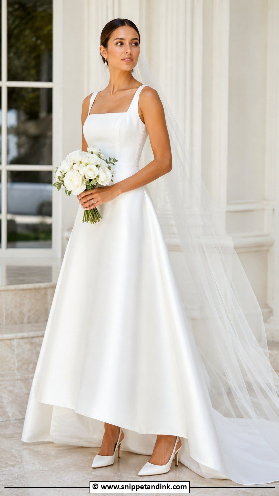 Minimalist Square Neck Wedding Dress - Snippet and Ink - 30 Minimalist Wedding Dresses