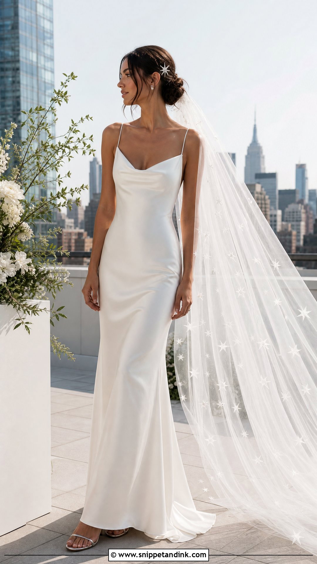 Minimalist Starry Slip Wedding Dress - Snippet and Ink - 20 Space Wedding Dress Ideas