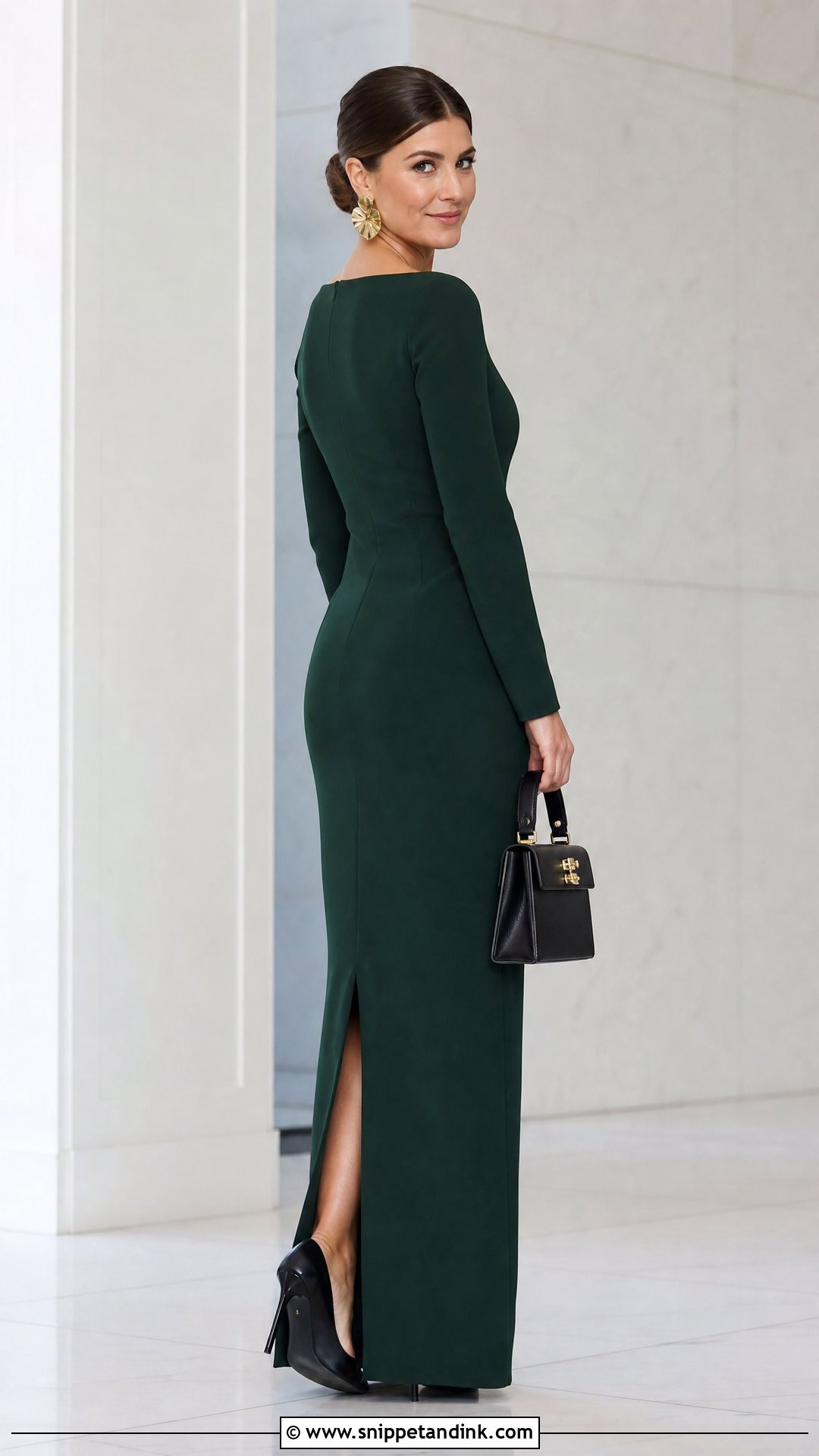 Minimalist Straight Cut Gown With Back Slit - Snippet and Ink - 20 Straight Cut Gown Styles