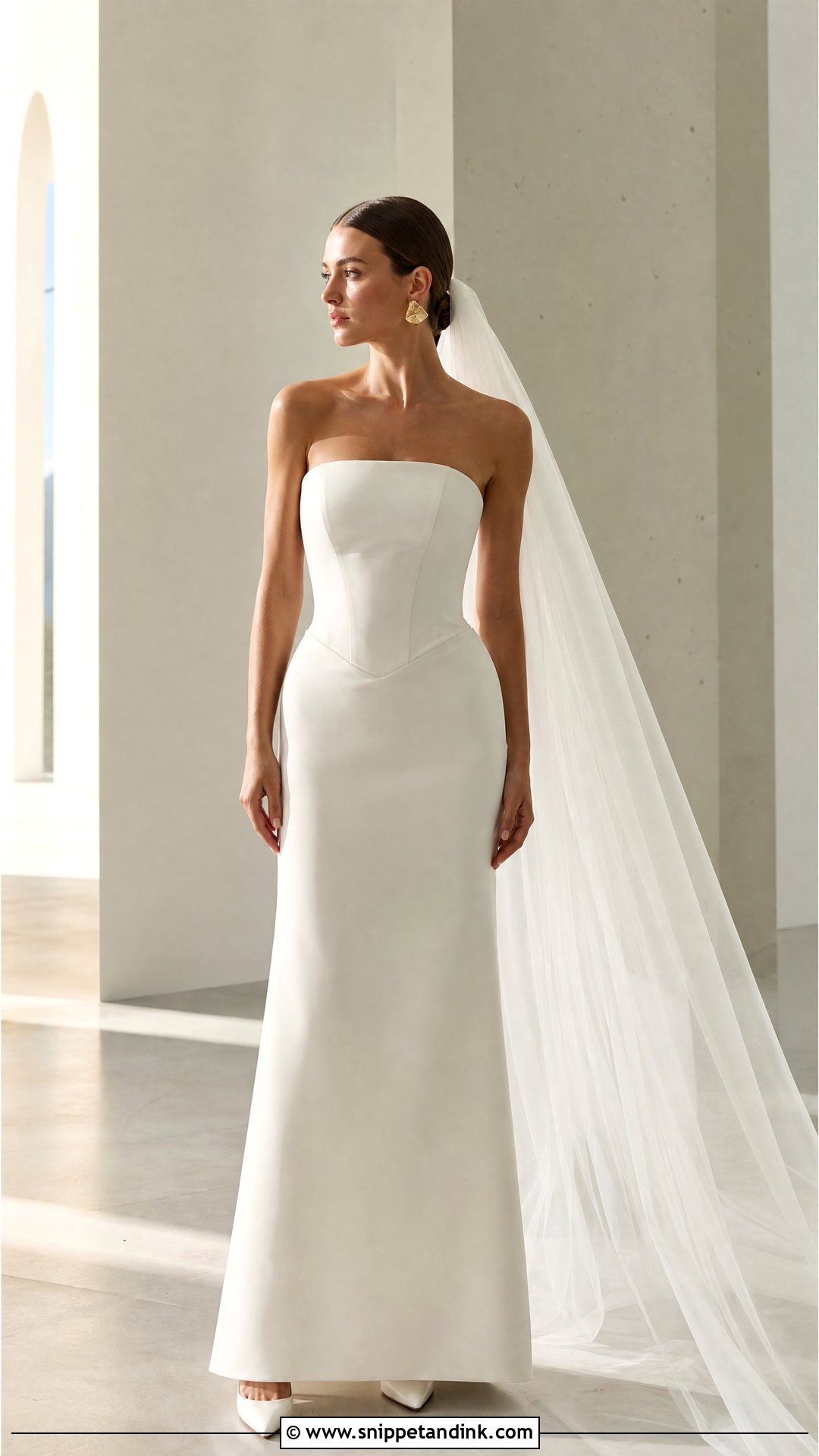 Minimalist Strapless Basque Waist Wedding Dress - Snippet and Ink - 20 Strapless Basque Waist Wedding Dress Ideas
